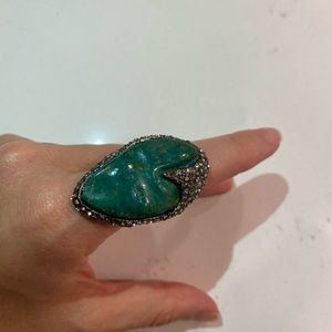 Alexis Bittar Green Stone & Gunmetal Ring
